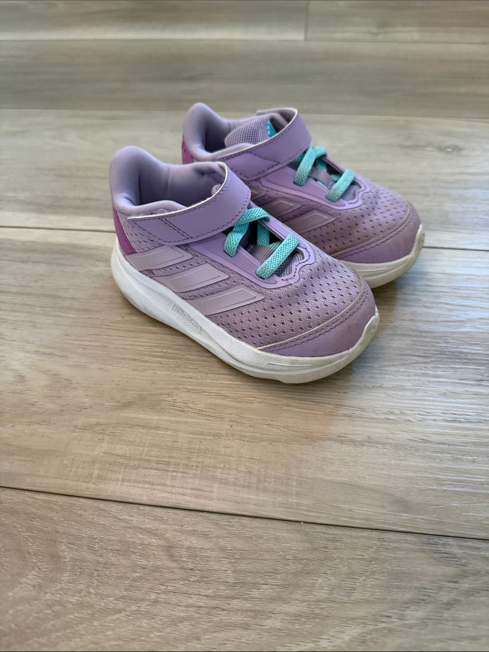 adidas Kids Lavender Sneakers with Teal Laces